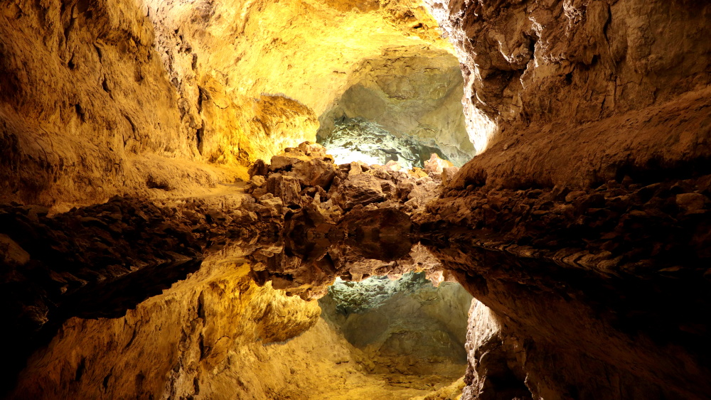 Kanáry, Lanzarote, jeskyně Cueva de los Verdes